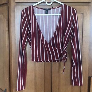 Forever 21 long sleeve crop top with side tie